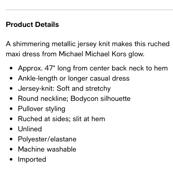 Michael Kors Short-Sleeve Metallic Maxi Dress NWT - Picture 10 of 11